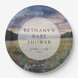 Wildflower Floral Meadow Baby Shower Paper Plate