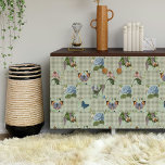 Wildflower Floral Meadow Sage Check Decoupage Wrapping Paper<br><div class="desc">Use for decoupage or gift wrapping. Cheater quilt block look with beautiful vintage botanical watercolor drawings and paintings interspersed with a checked sage green pattern on the diamond. You can make it larger or smaller to fit your creative needs. Created by internationally licensed artist and designer, Audrey Jeanne Roberts ©....</div>