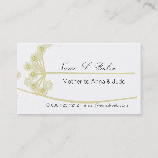 Wildflower Floral  Modern Professional Mummy Business Card (Front)