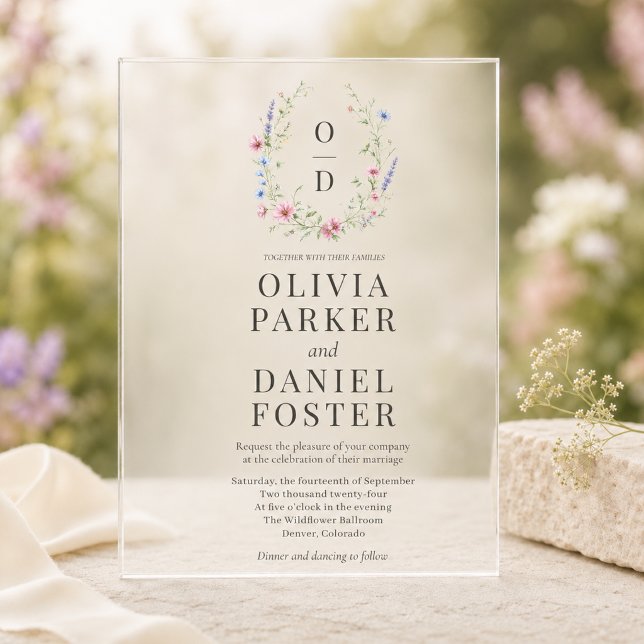 Wildflower Floral Monogram Wedding Invitation (Creator Uploaded)