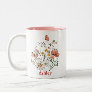 Wildflower Floral Name Two-Tone Coffee Mug
