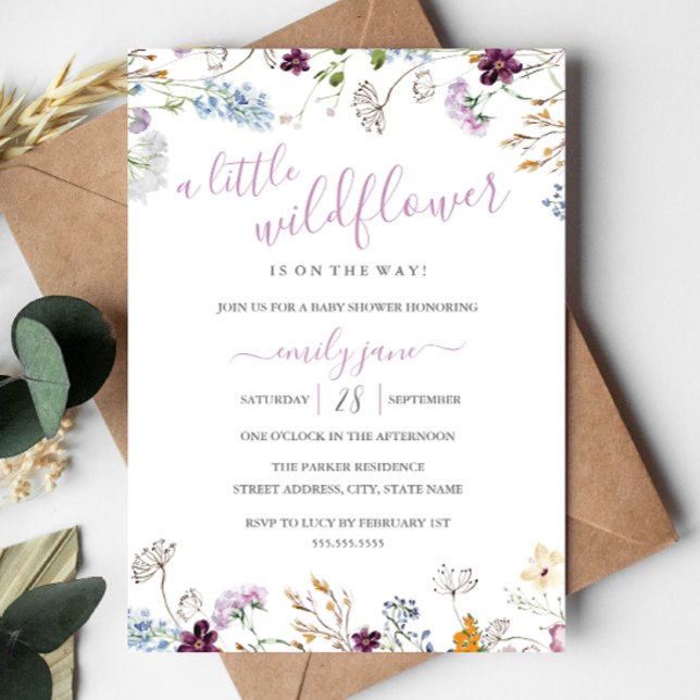 Wildflower Floral Nature Baby Shower  Invitation (Creator Uploaded)