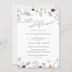 Wildflower Floral Nature Purple Baby Shower  Invitation