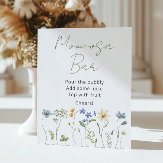 Wildflower Floral Neutral Momosa Bar Poster (Creator Uploaded)