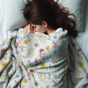 Wildflower Floral Pattern  Fleece Blanket