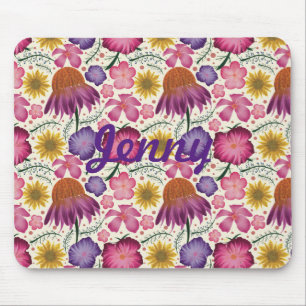 Wildflower Floral Pattern Personalised Mouse Mat