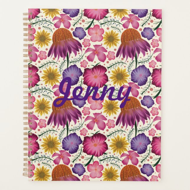 Wildflower Floral Pattern Personalised  Planner (Front)