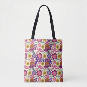 Wildflower Floral Pattern Personalised  Tote Bag