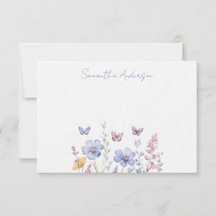 Wildflower Floral  Personalised Flat Note Card