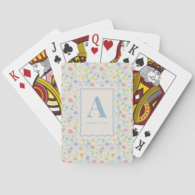 Wildflower Floral Personalised  Playing Cards (Back)