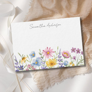 Wildflower Floral  Personalized Flat Note Card