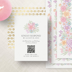 Wildflower Floral RSVP QR Code Wedding Enclosure Card