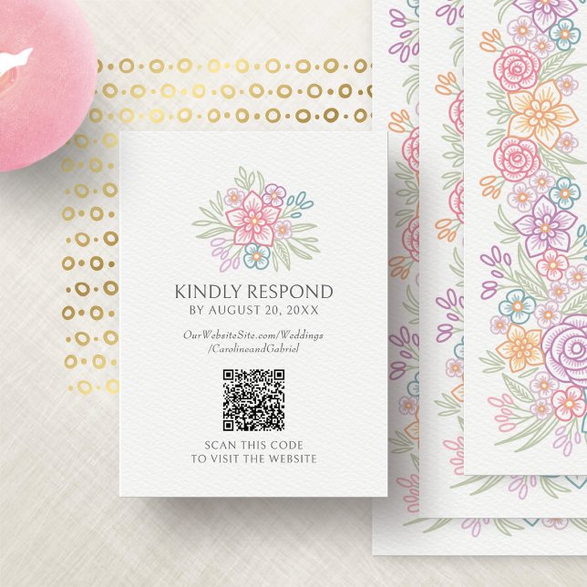 Wildflower Floral RSVP QR Code Wedding Enclosure Card (Creator Uploaded)