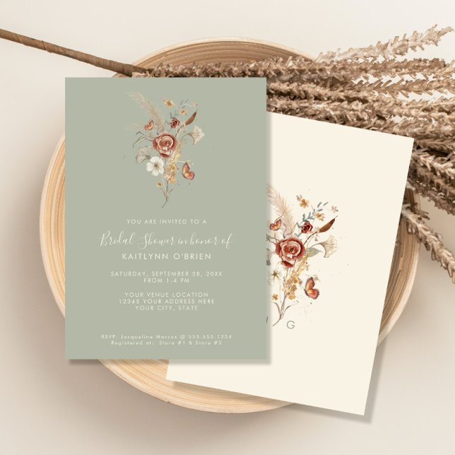 Wildflower Floral Sage Watercolor Bridal Shower Invitation (Creator Uploaded)