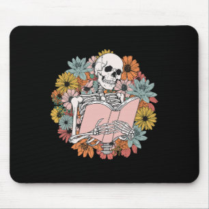 Wildflower Floral Skeleton Reading Book Bookworm H Mouse Mat