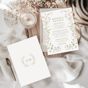 Wildflower Floral Spring Wedding Details Cards