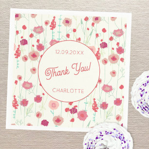 Wildflower Floral Thank You Name Date Napkin
