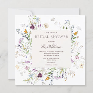 Wildflower Floral Watercolor Bridal Shower  Invitation