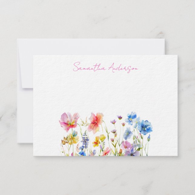 Wildflower Floral  Watercolor Personalised  Card (Front)