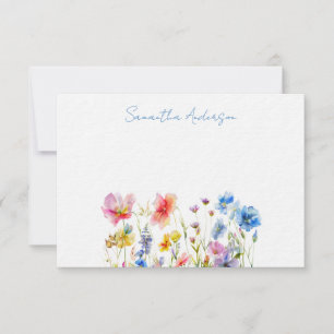 Wildflower Floral  Watercolor Personalised  Card