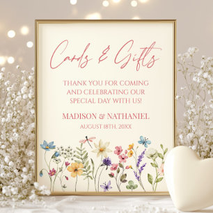 Wildflower Floral Wedding Cards and Gifts Sign