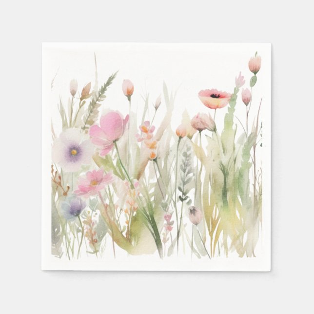 Wildflower Floral Wedding  Napkin (Front)