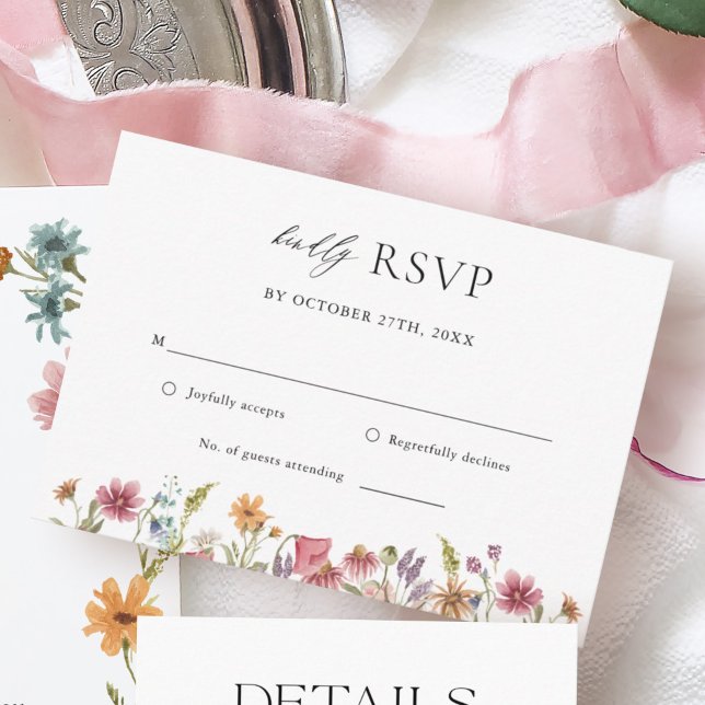 Wildflower Floral Wedding  RSVP Card (Creator Uploaded)