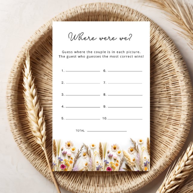 Wildflower Floral Where Were We Bridal Shower Game (Creator Uploaded)