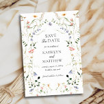 Wildflower Floral Wreath Garden Watercolor Wedding Save The Date<br><div class="desc">Wildflower Floral Wreath Garden Watercolor Wedding Save the Date Card. Celebrate your special day with this elegant and beautiful wedding invitation design to beautify your special occasion. All the texts are pre-arranged for you to personalise easily and quickly with your own details.</div>