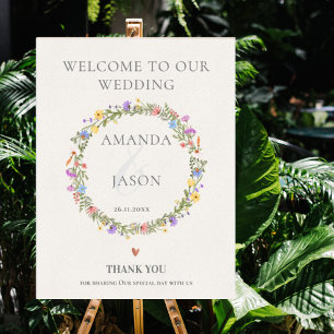Wildflower Floral Wreath Welcome to Our Wedding Poster