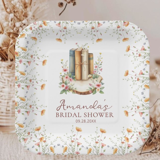 Wildflower Florals Storybooks Bridal Shower Party  Paper Plate (Creator Uploaded)