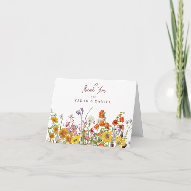 Wildflower Folded Thank You Note Cards (Front)
