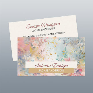 Wildflower Foliage Multicolor Watercolor Business Card