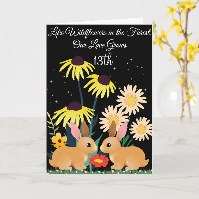 Wildflower Forest 13th Anniversary for Husband Card (Yellow Flower)