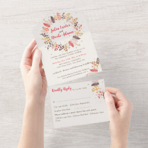 Wildflower Forest Fern Mushroom Wedding All In One Invitation