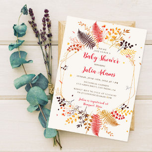 Wildflower Forest Mushroom Foliage Baby Shower Invitation