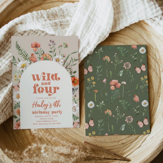 Wildflower Fourth Birthday Party Invitation (Creator Uploaded)