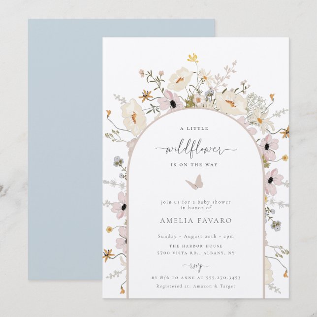 Wildflower Frame Baby Shower Invitation (Front/Back)