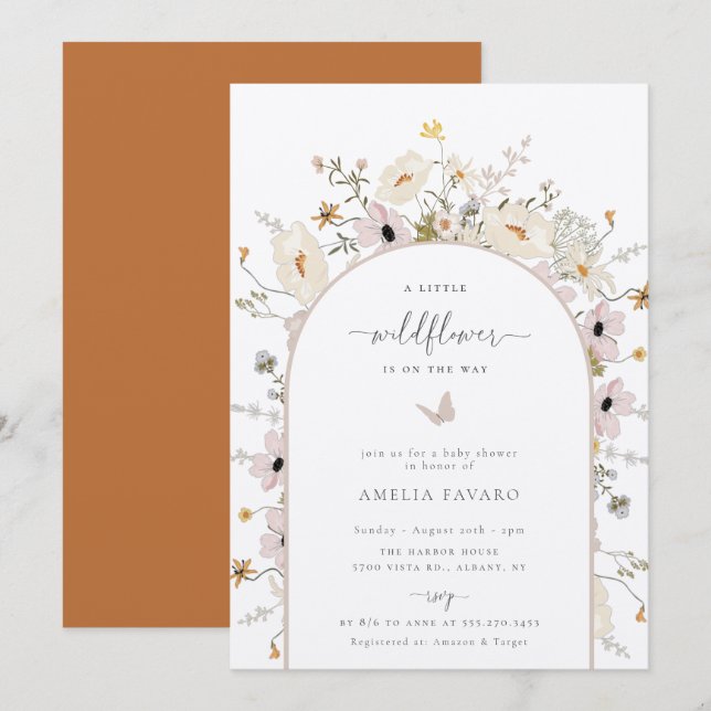 Wildflower Frame Baby Shower Invitation (Front/Back)