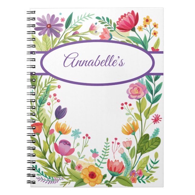 Wildflower Frame Colourful Spiral Photo Notebook (Front)