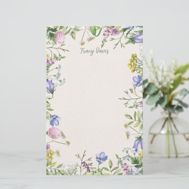 Wildflower Frame Personalised Stationery (Standing Front)