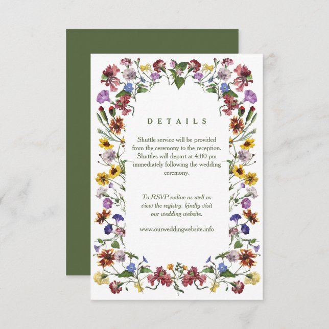 Wildflower Frame Rustic Boho Wedding Enclosure Card (Front/Back)