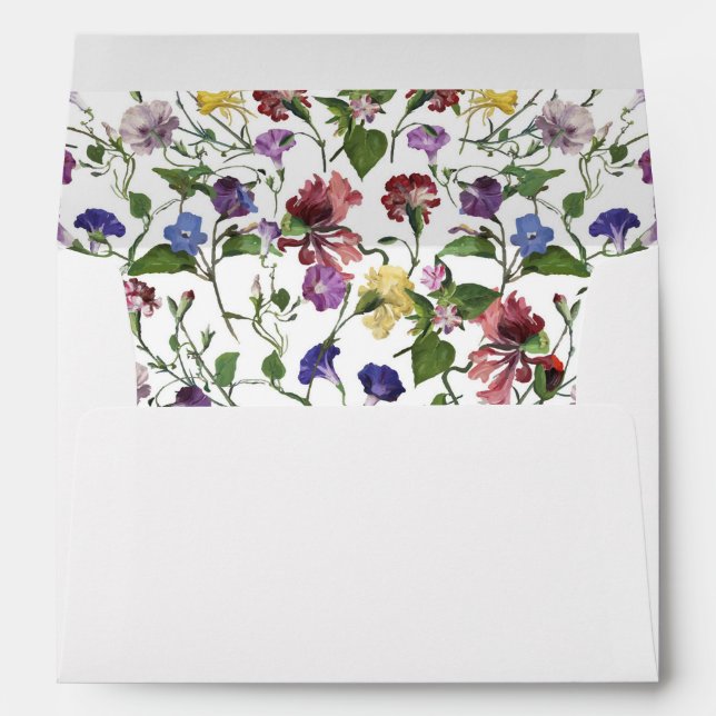 Wildflower Frame Rustic Boho Wedding Envelope (Back (Bottom))