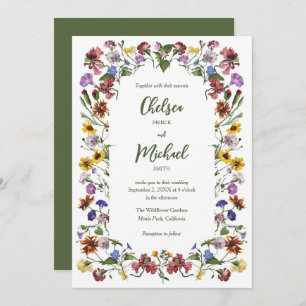 Wildflower Frame Rustic Boho Wedding Invitation