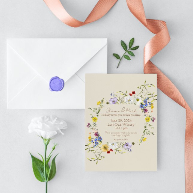 Wildflower Frame Spring Wedding Invitation (Creator Uploaded)