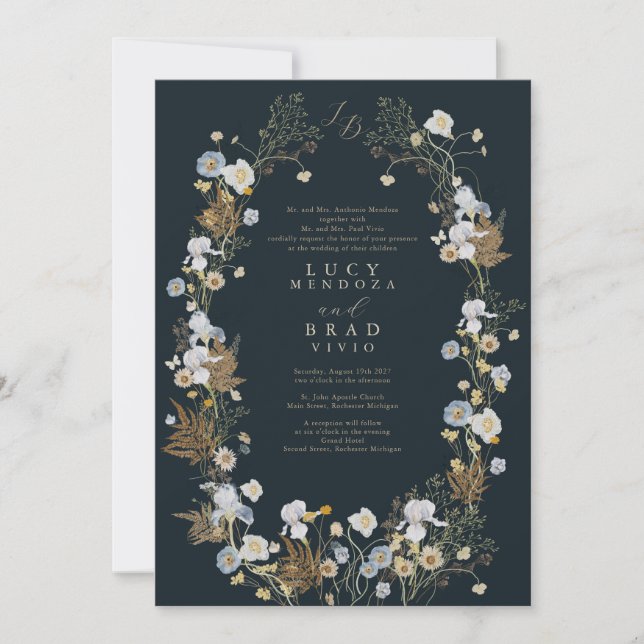 Wildflower Frame Wedding Invitation (Front)
