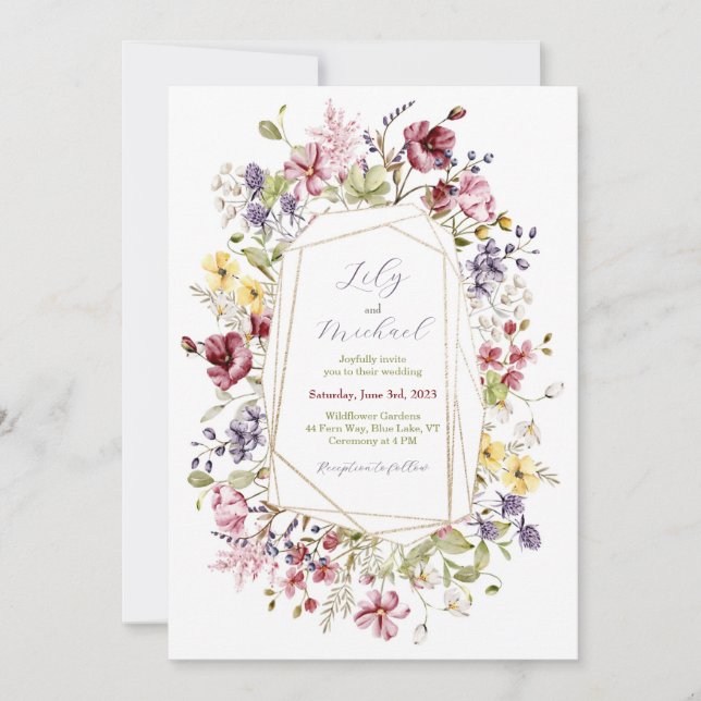 Wildflower Frame Wedding Invitation (Front)