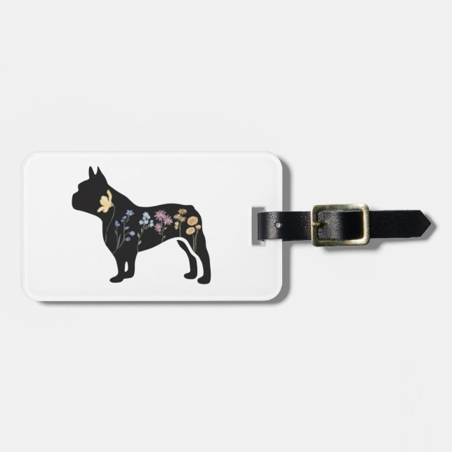 Wildflower French Bulldog Luggage Tag (Front Horizontal)