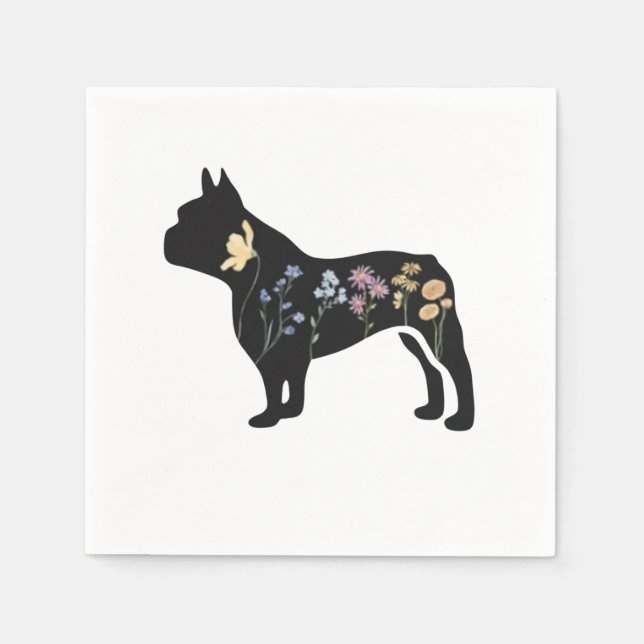 Wildflower French Bulldog Napkin (Front)
