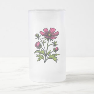 Wildflower Frosted Glass Beer Mug